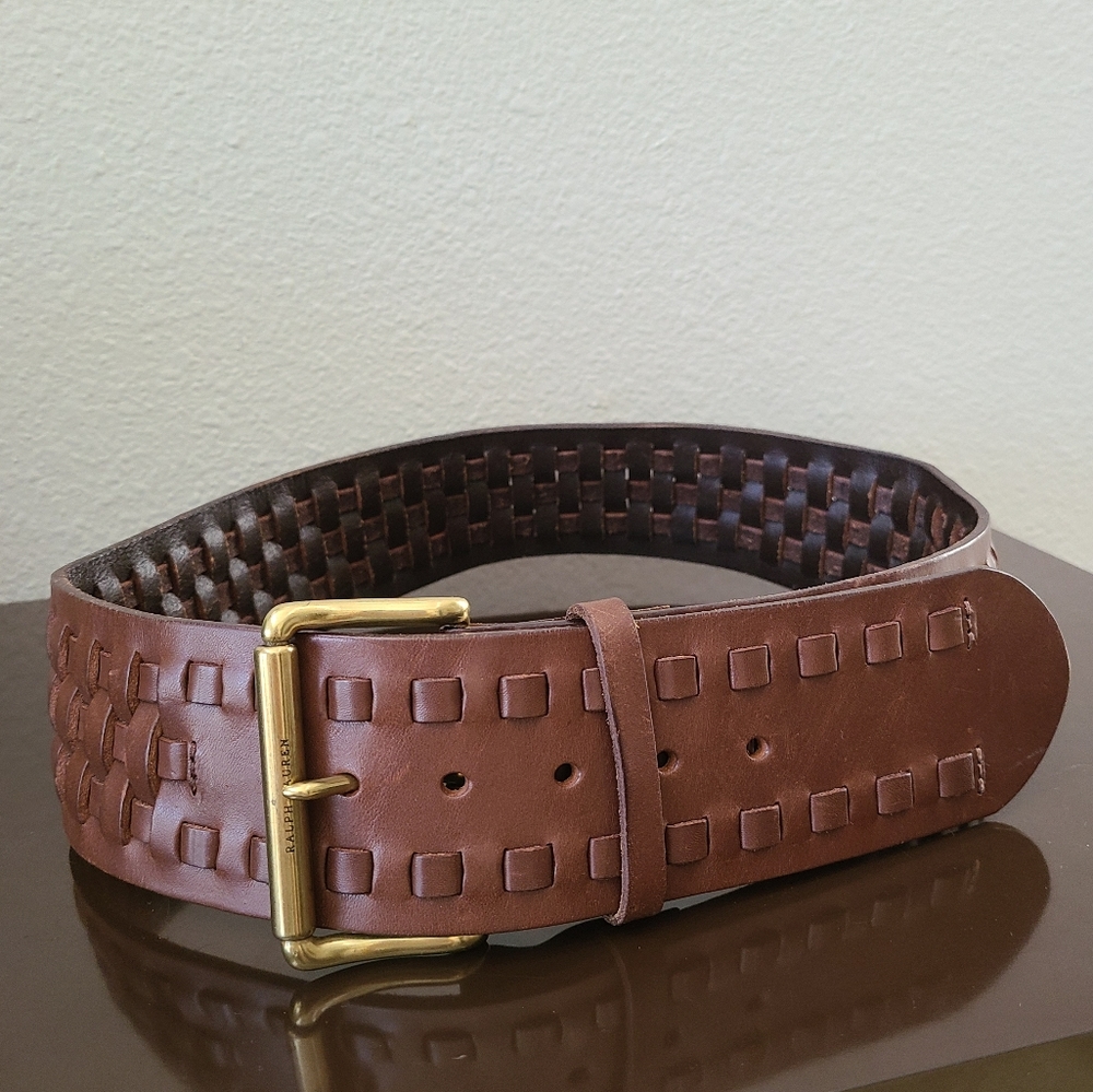 Ralph Lauren Wide Leather Belt in Brown